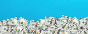 money on blue background