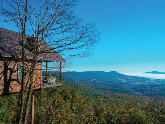 cabin on top of a mountain