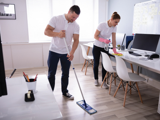 cleaning the house