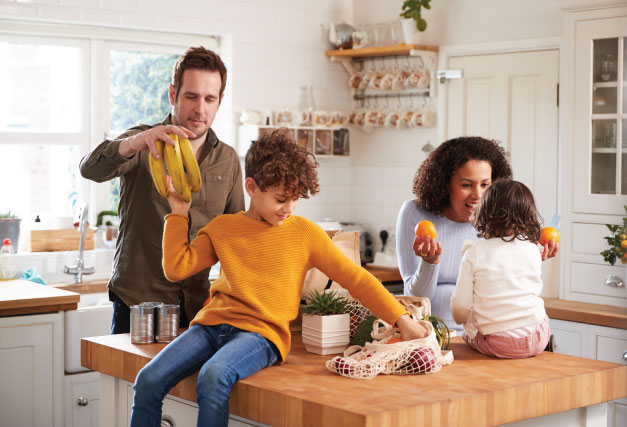 family-fall-groceries-home