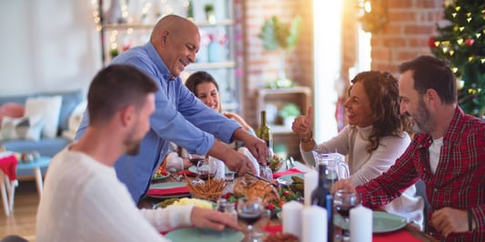 enjoying holiday dinner