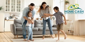 Happy family at home after heloc