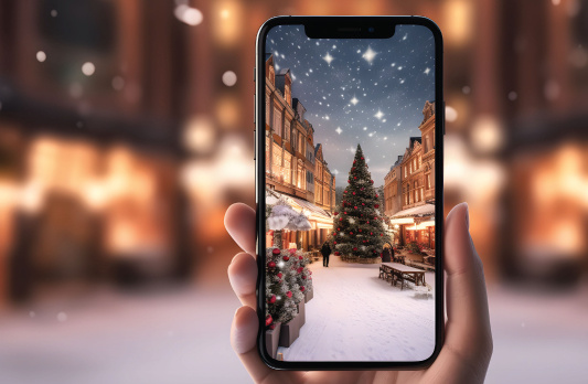 phone with winter theme
