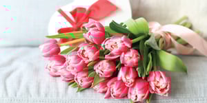 a tulip bouquet and candy