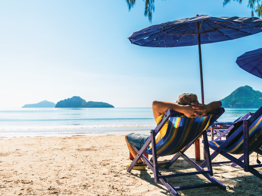 relaxing on a sunny beach