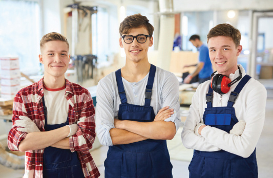 young men working