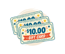 Three ten-dollar local gift cards