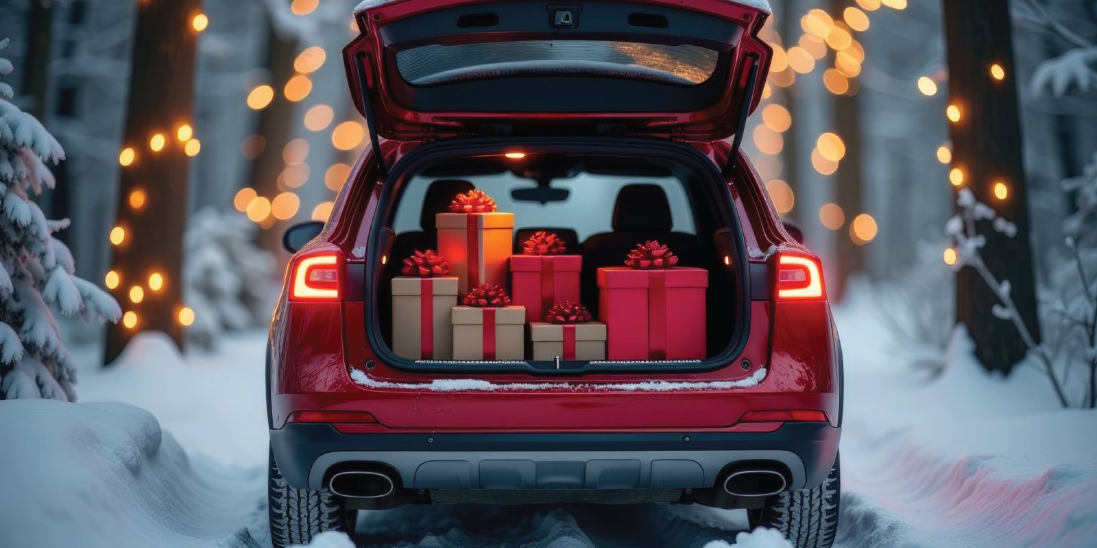 Holiday Presents in back red car