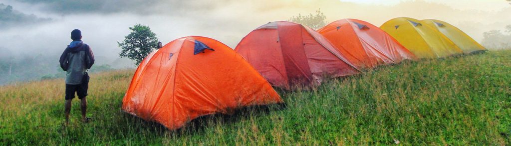 camping tents in bright colors
