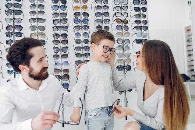 family shopping to get their son a pair of glasses