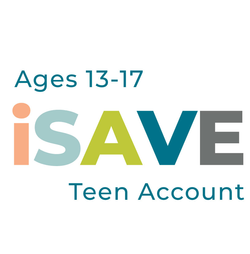 iSave teen account in bright bold letters with ages 13-17